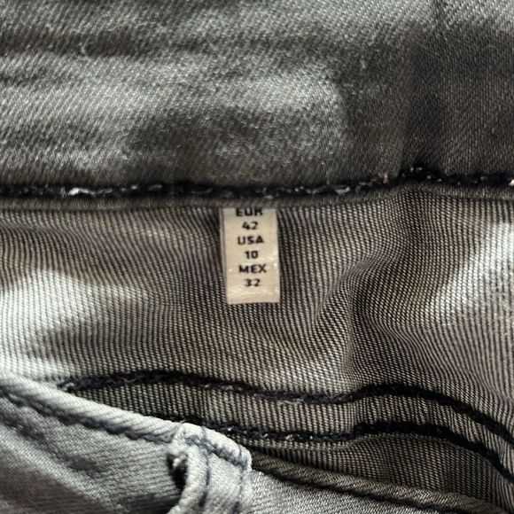 Zara Women Medium Rise Slim Fit Washed Out Distressed Gray Jeans Size 10 - Picture 3 of 4